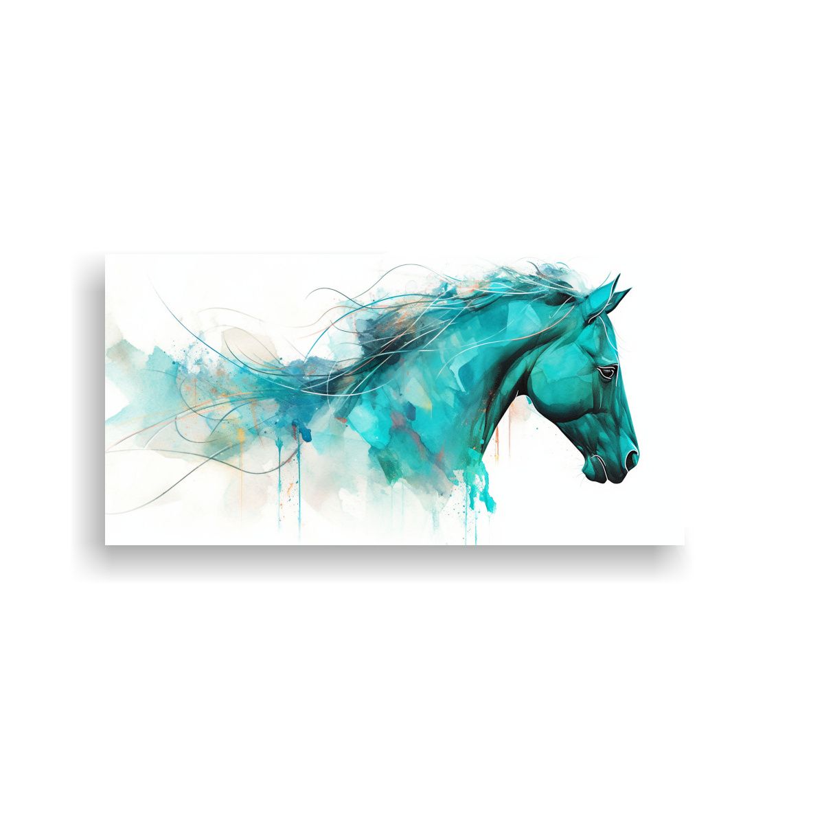 GENERICO - Pintura Acuarela Caballo Andaluz En Tonos 140x70 Cm.