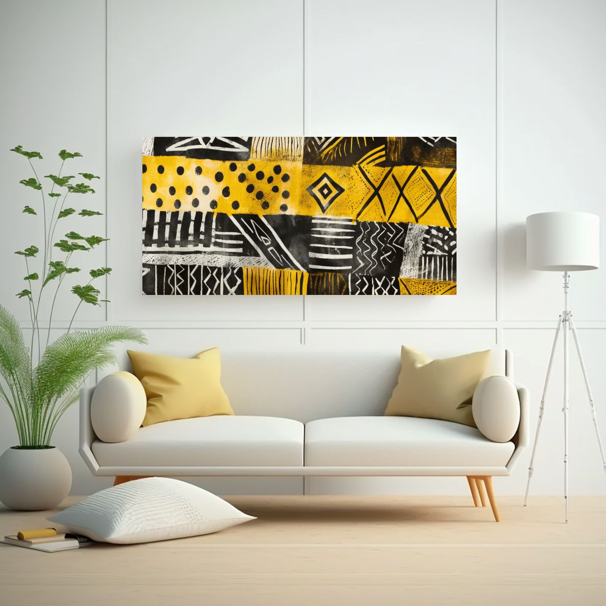 GENERICO - Cuadro Decorativo Temática Amarillo Blanco Y 140x70 Cm