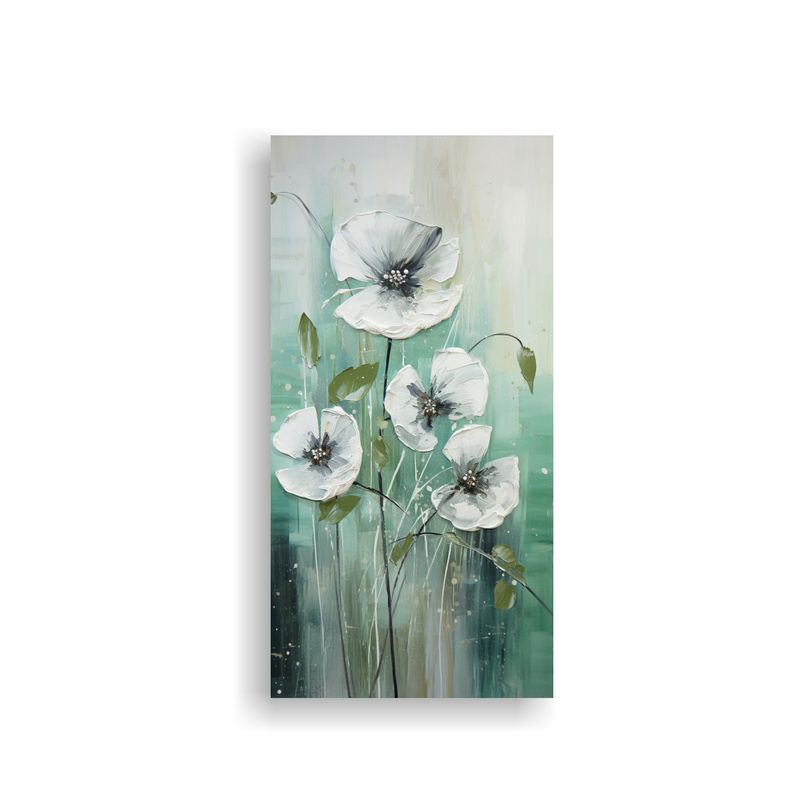 GENERICO - Cuadro Creativa Escenario Verde Plata Flores En 70x140 Cm