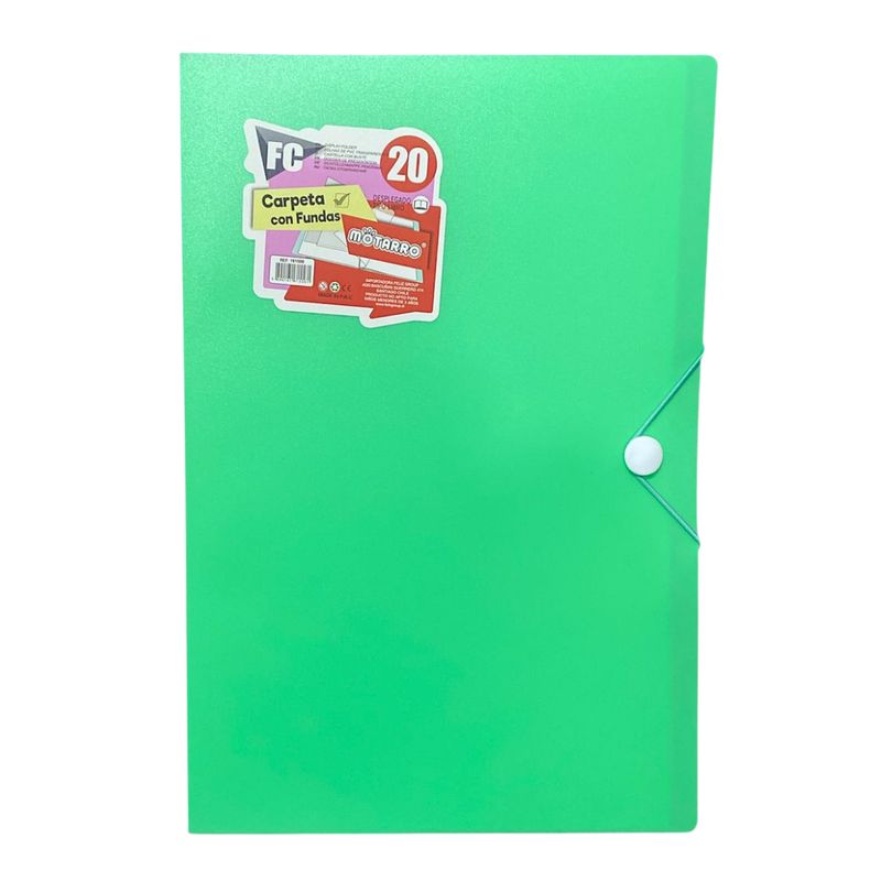 MOTARRO - Carpeta Archivadora Tamaño Oficio Con 20 Fundas Transparente