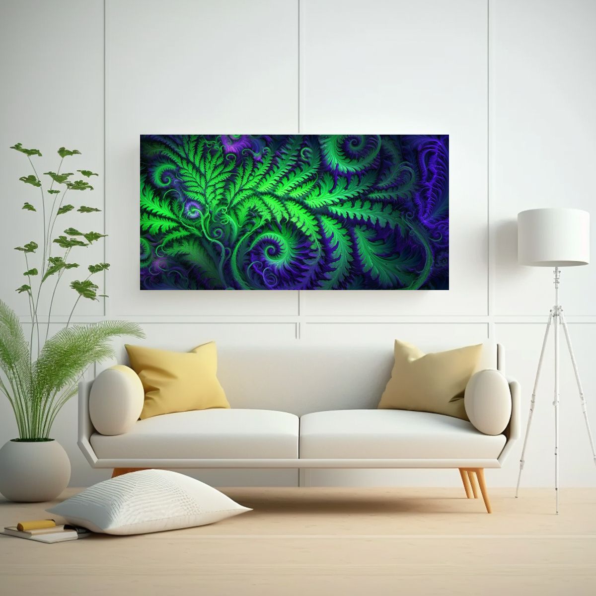 GENERICO - Cuadros Tela Bastidor Alien Fern Y Psicodélicos 140x70 Cm