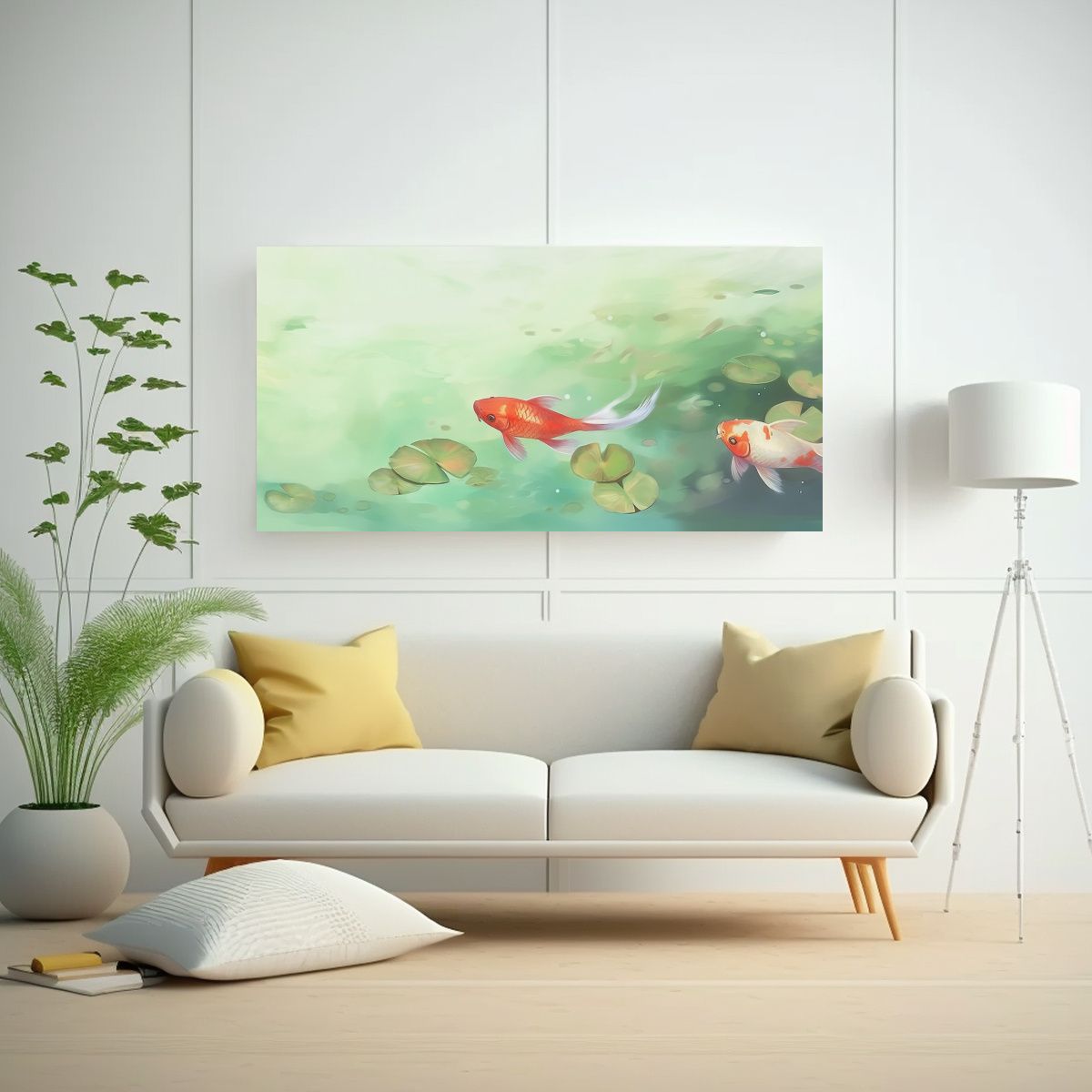 GENERICO - Pintura Decorativa Dos Peces Flotan En Estanque 140x70 Cm
