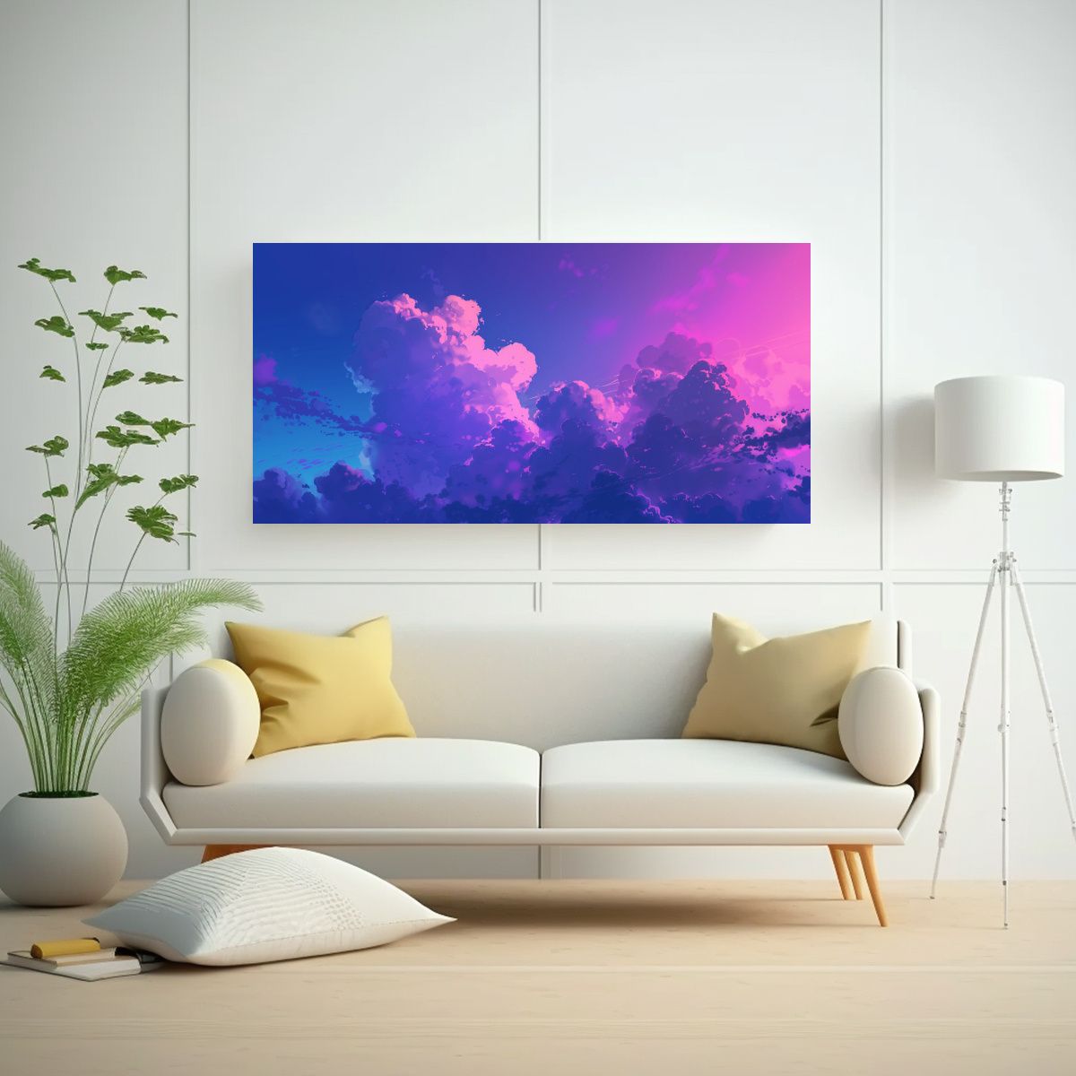 GENERICO - Pinturas Decorativas Estilo Ghibli Con Nubes 140x70 Cm.