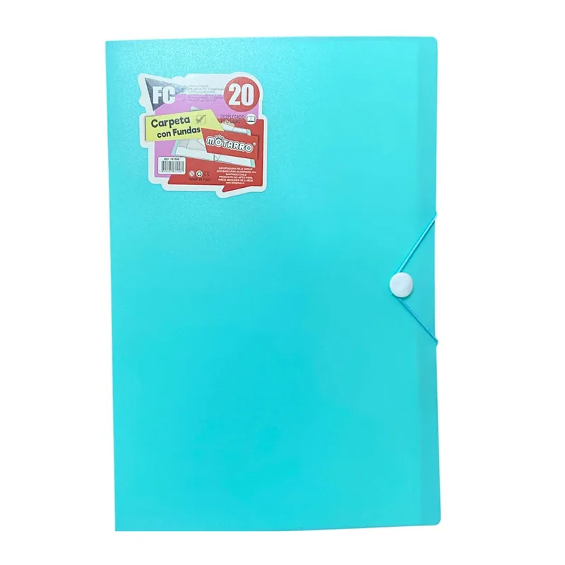 MOTARRO - Carpeta Archivadora Tamaño Oficio Con 20 Fundas Transparente