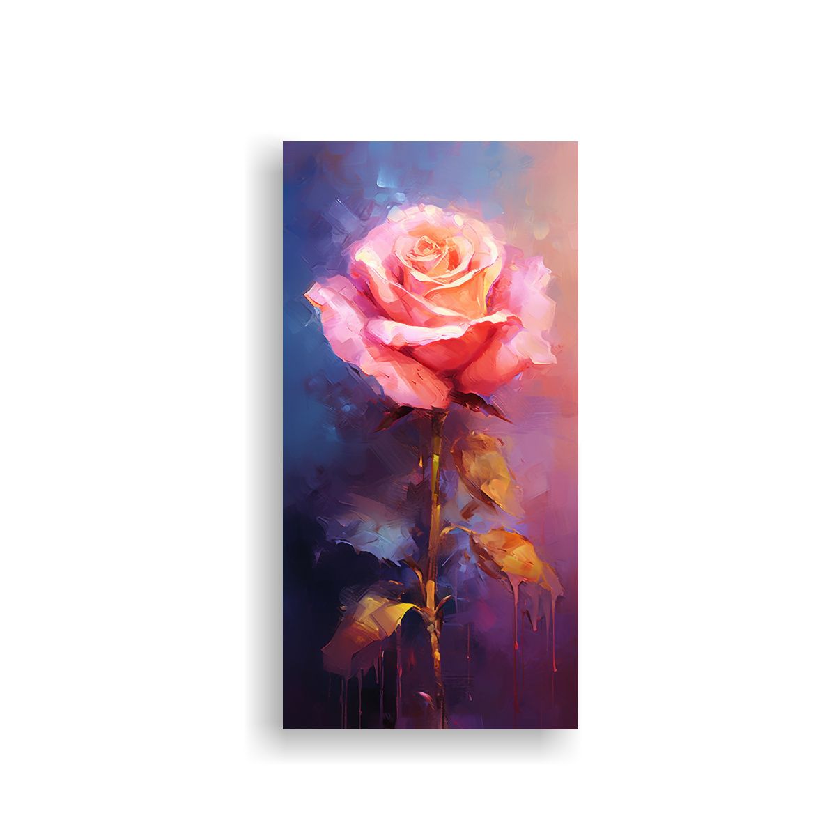 GENERICO - Arte De Rosa Rosa En Pintura Al Estilo Óleo Para 70x140 Cm