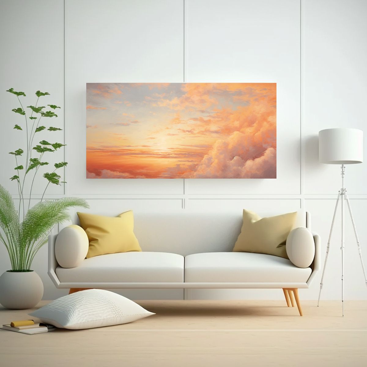 GENERICO - Pintura Abstracta De Un Cielo Matutino Con 140x70 Cm