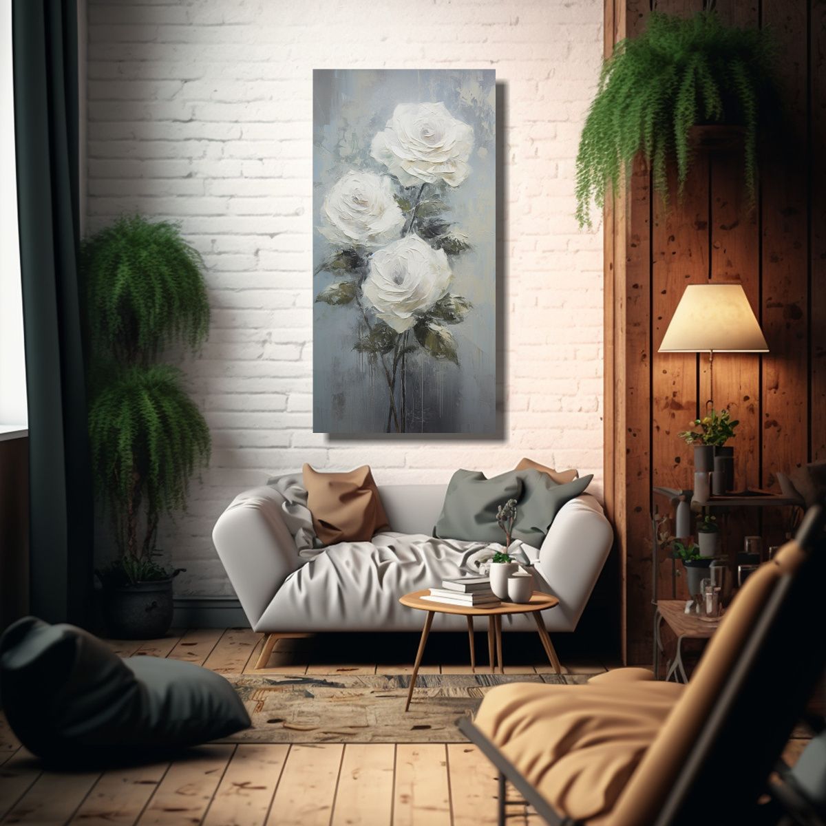 GENERICO - Cuadro De Lienzo Moderno Con Adorno De Rosas 70x140 Cm