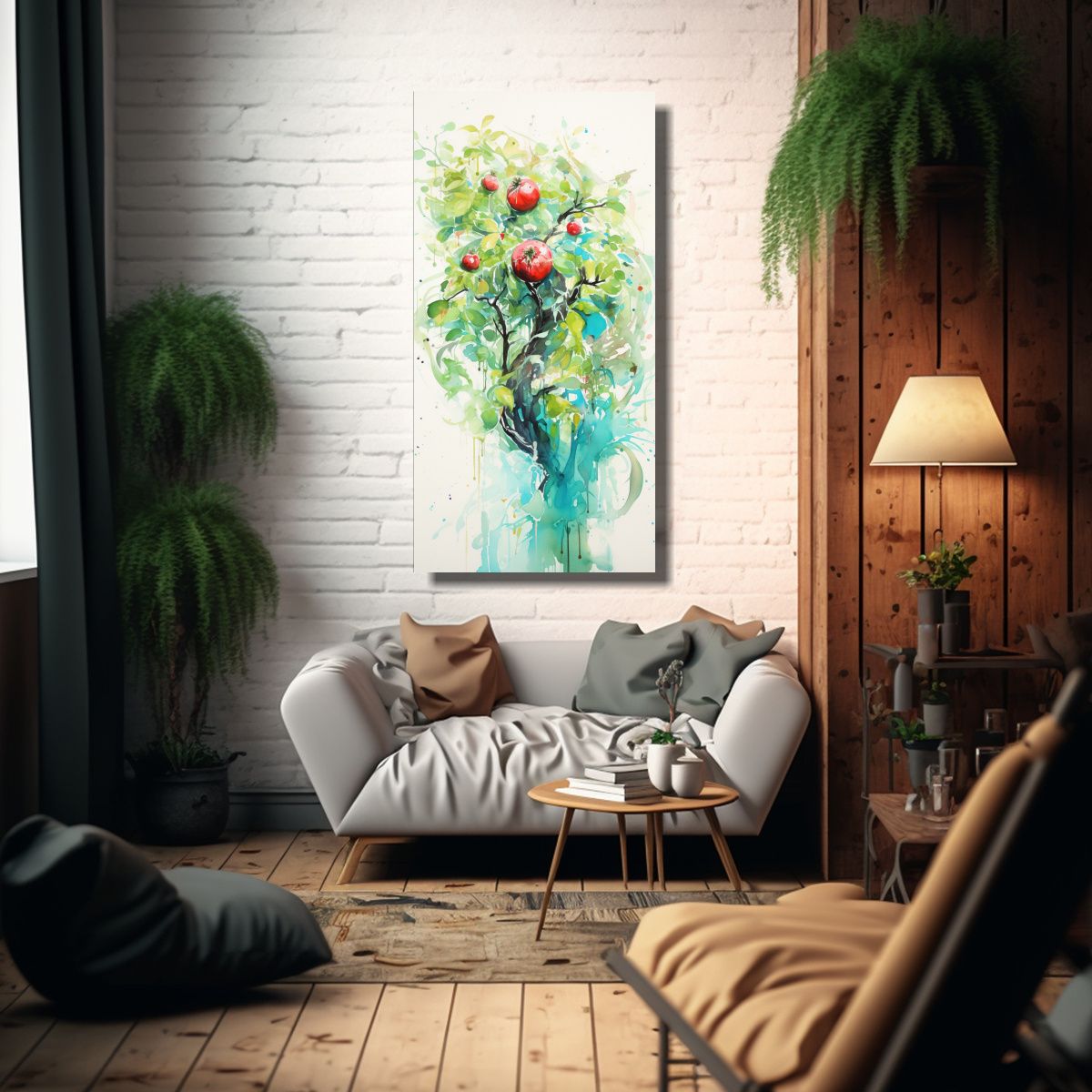 GENERICO - Cuadro Decorativo Abstracto Con Colores Verde Y 70x140 Cm