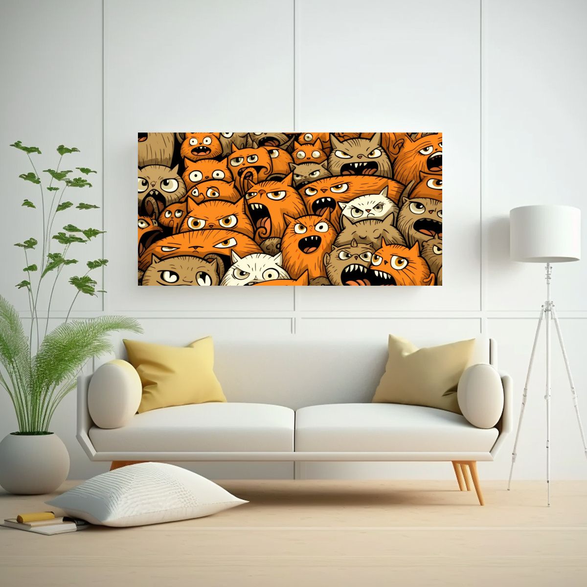 GENERICO - Cuadros Arte Tela Gatos Feos Divertidos Elegancia 140x70 Cm.