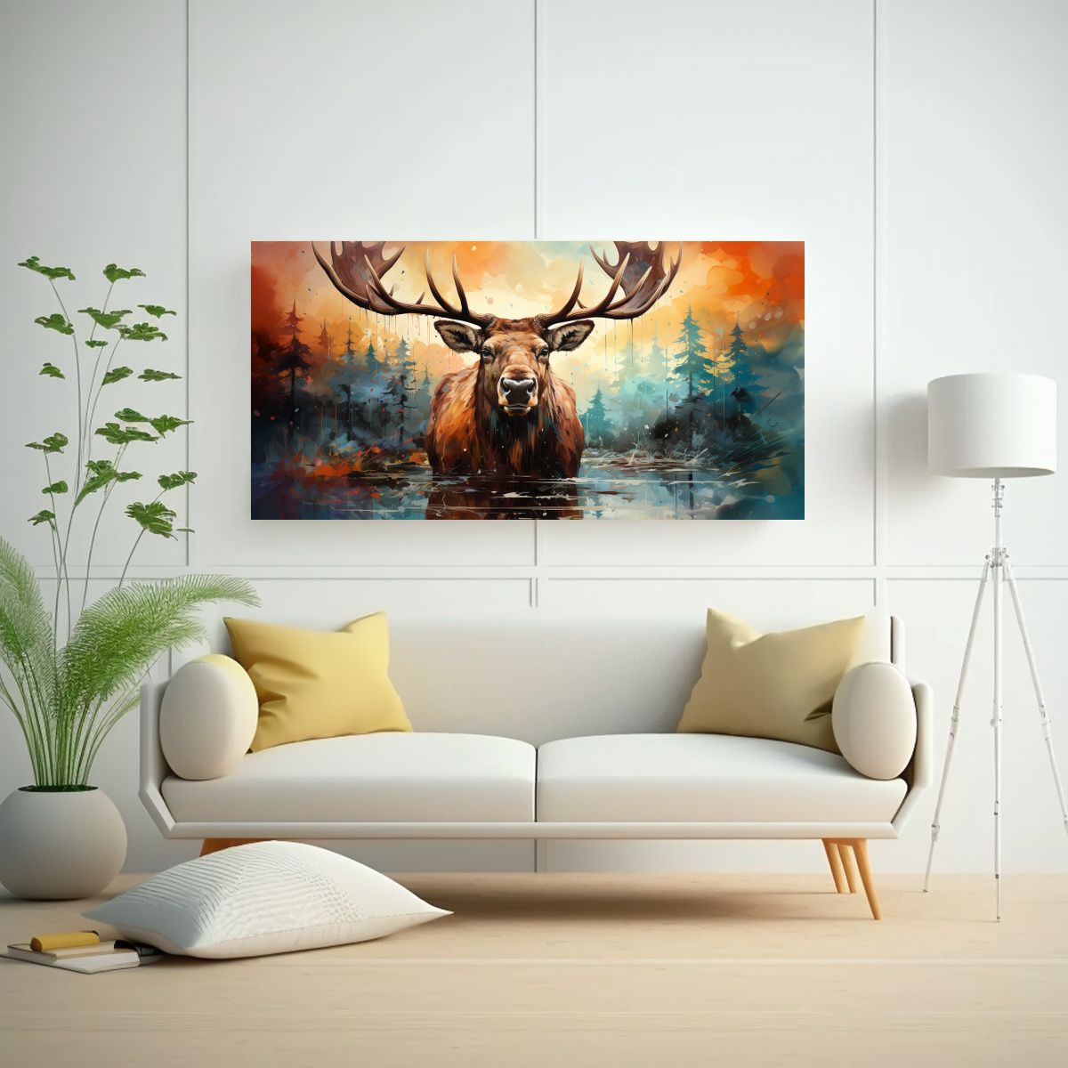 GENERICO - Pintura Acuarela Colorida Estilo Moose Vibrante 120x60 Cm