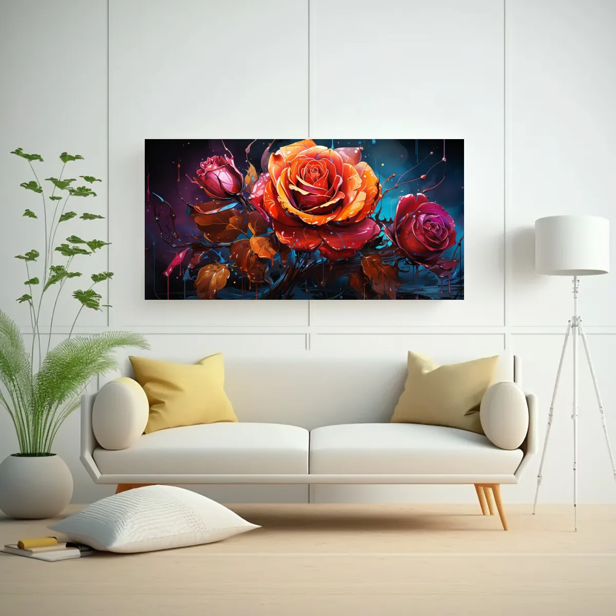 GENERICO - Cuadro De Tela Con Tema Mágico Y Fondo De Rosa 140x70 Cm