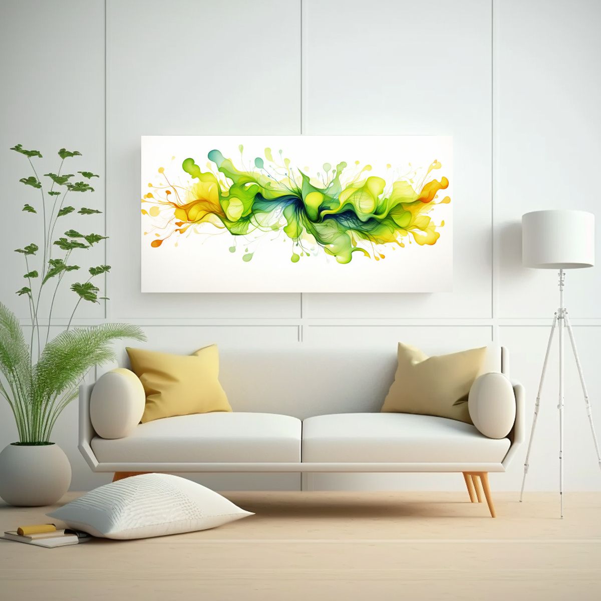 GENERICO - Pintura Abstracta En Acuarela Vibrante En Lienzo 120x60 Cm.