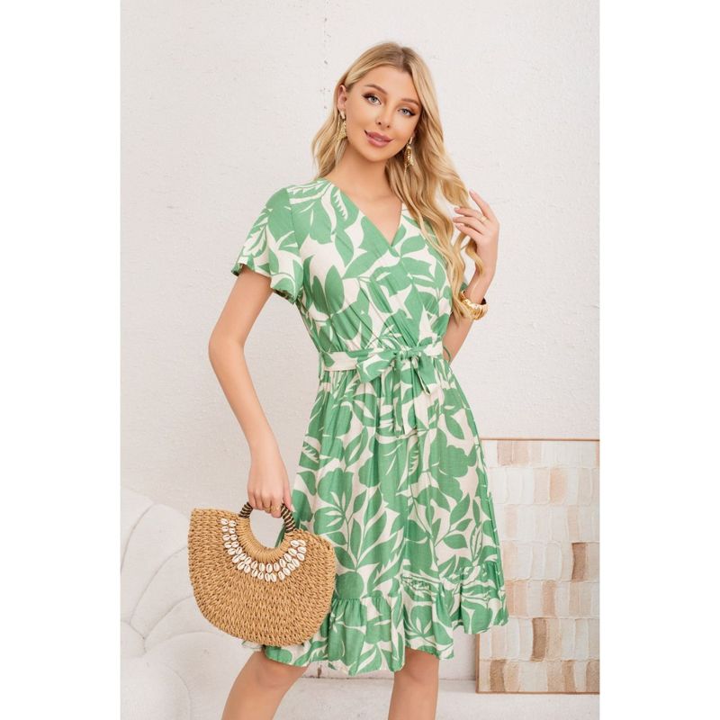 MPROPIA - Vestido Corto Mujer Cruzado Manga Corta Estampado 3367