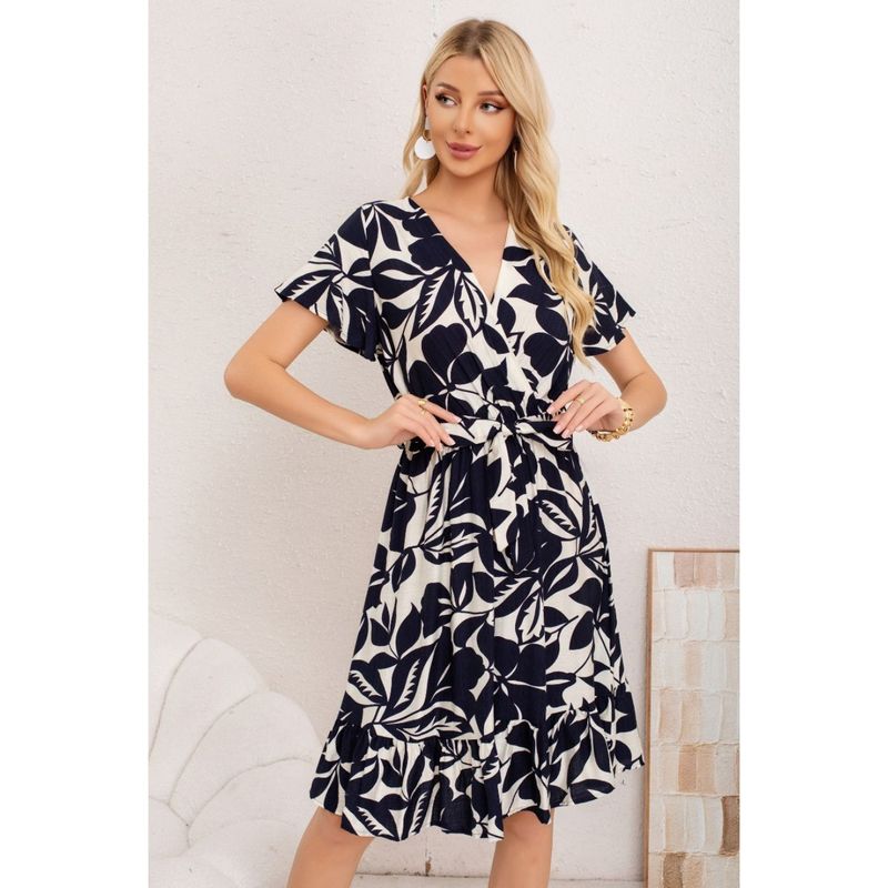 MPROPIA - Vestido Corto Mujer Cruzado Manga Corta Estampado 3367