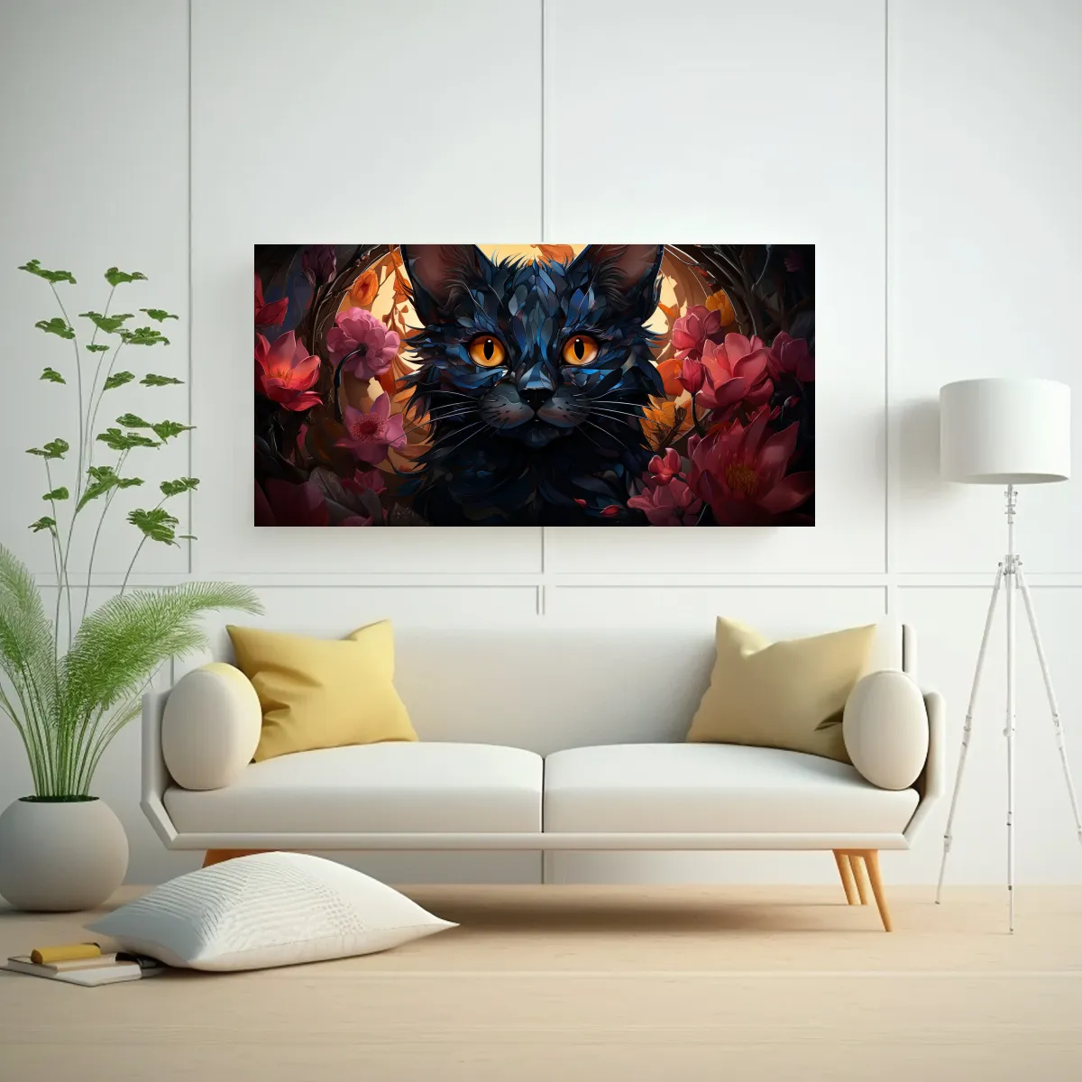 GENERICO - Cuadro Tela Canvas Textura Arte Digital Gatito 120x60 Cm