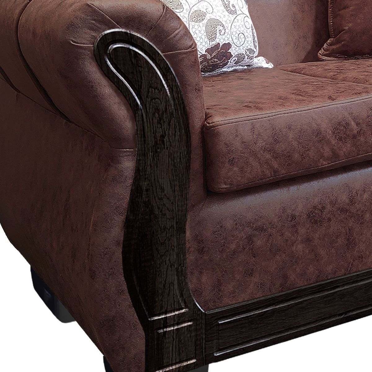 AMERICA DECORA - Living Con Resorte Estructural 7 Personas 3+2+1+1 Lisbon Envejecido Café Oscuro