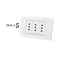 WANT - PACK 5 ENCHUFE TRIPLE METALICO 10A BLANCO
