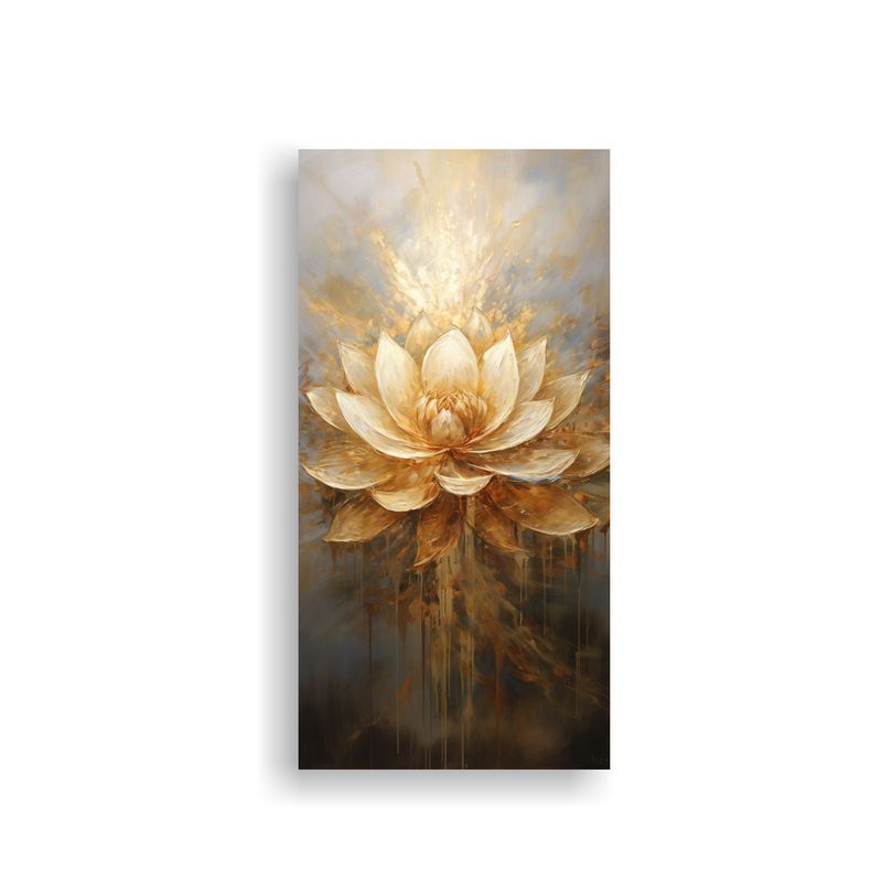 GENERICO - Cuadro Calidos Minimalismo Con Loto Dorado En 70x140 Cm
