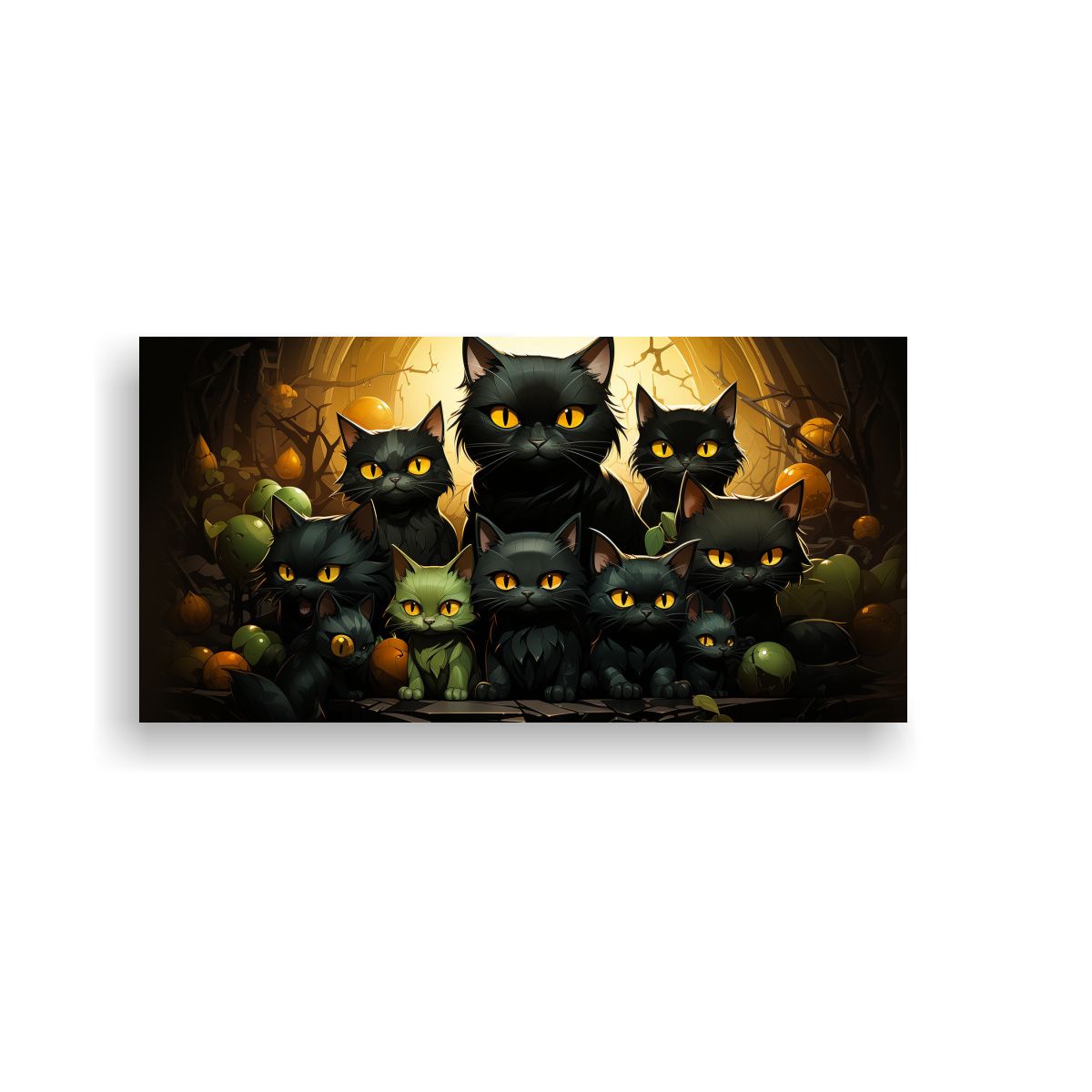 GENERICO - Pintura Decorativa De Gatos Negros Apilados En El 140x70 Cm