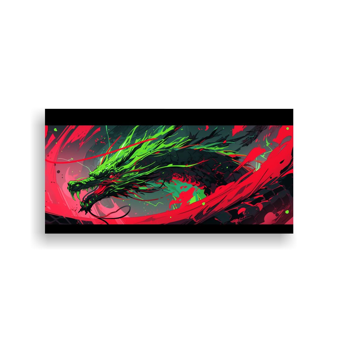 GENERICO - Cuadro En Lienzo Equilibrio Visual Dragón Verde 120x60 Cm