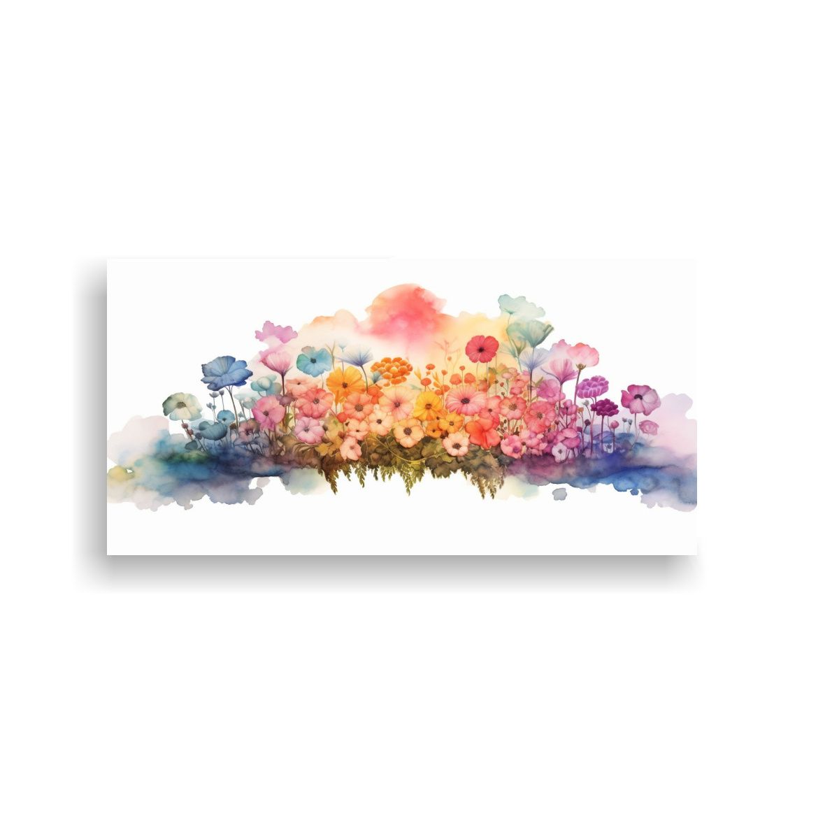 GENERICO - Cuadro Minimalista Arcoíris Sobre Flores En 120x60 Cm