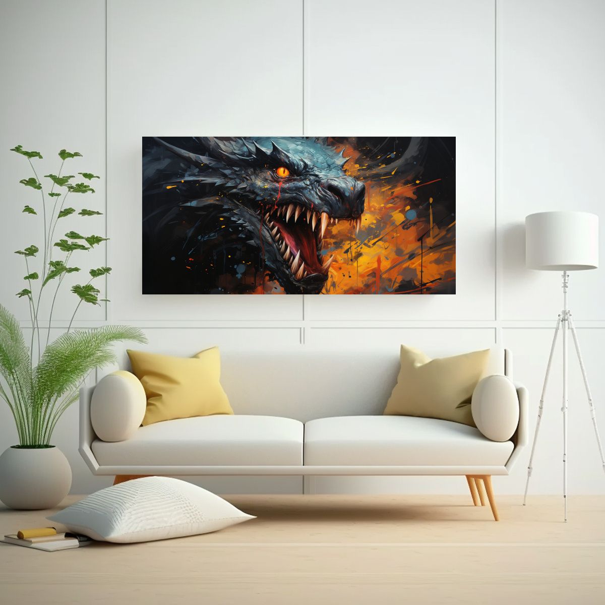 GENERICO - Cuadro Artístico Dragón En Colores Vibrantes Y 120x60 Cm