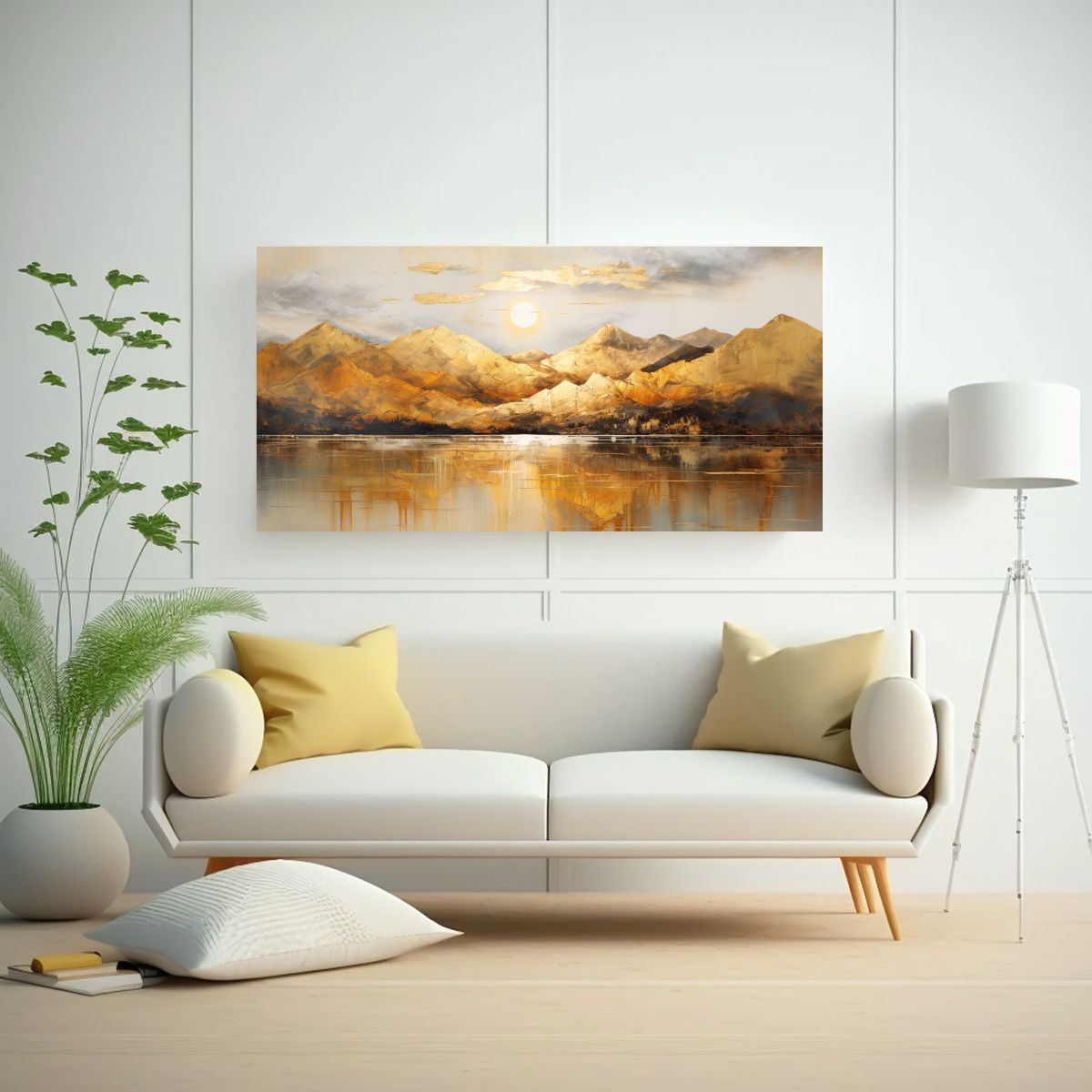 GENERICO - Pintura Abstracta Luminosa Paisaje Lacustre Con 120x60 Cm.