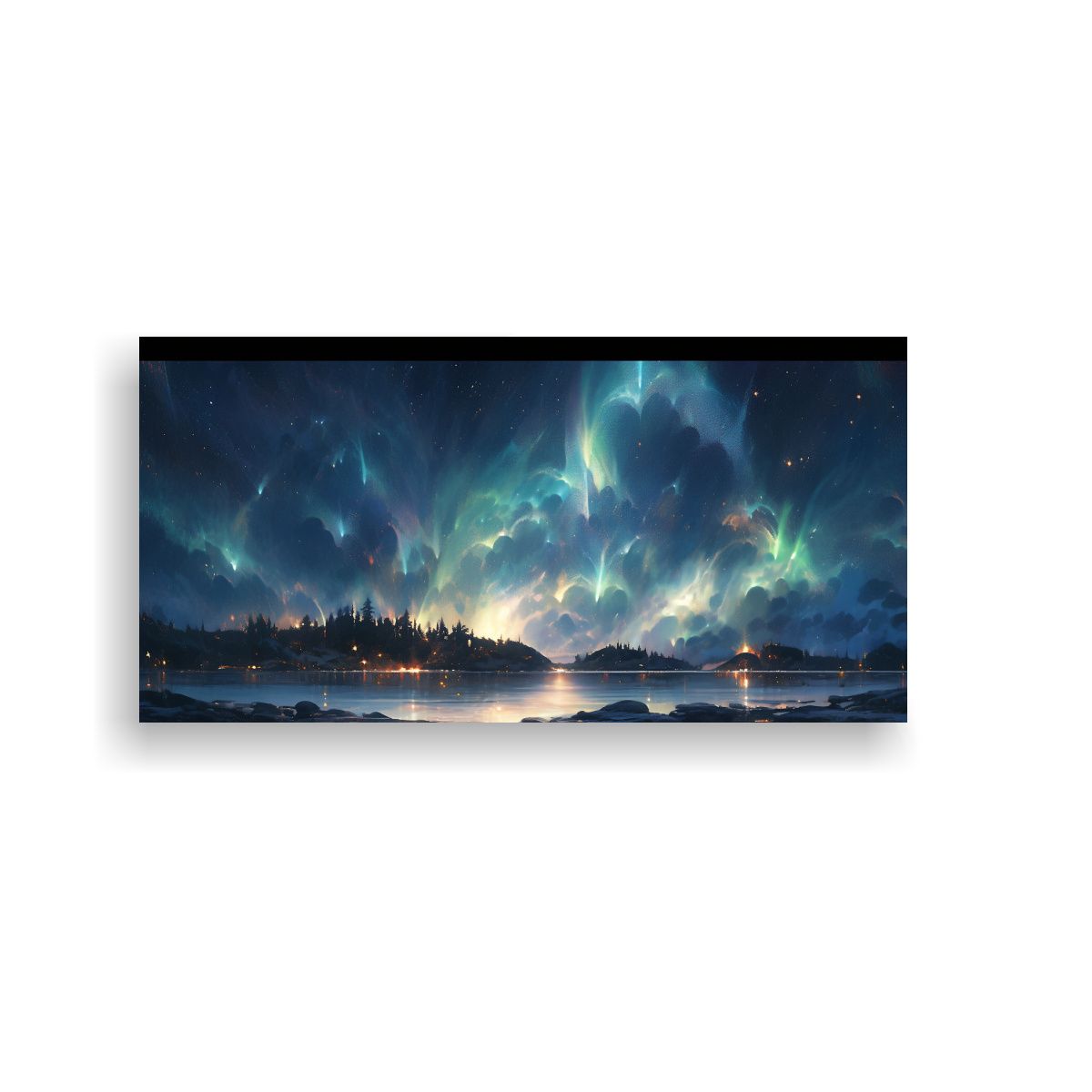 GENERICO - Cuadro Fotografía Aurora Boreal En Colores 120x60 Cm