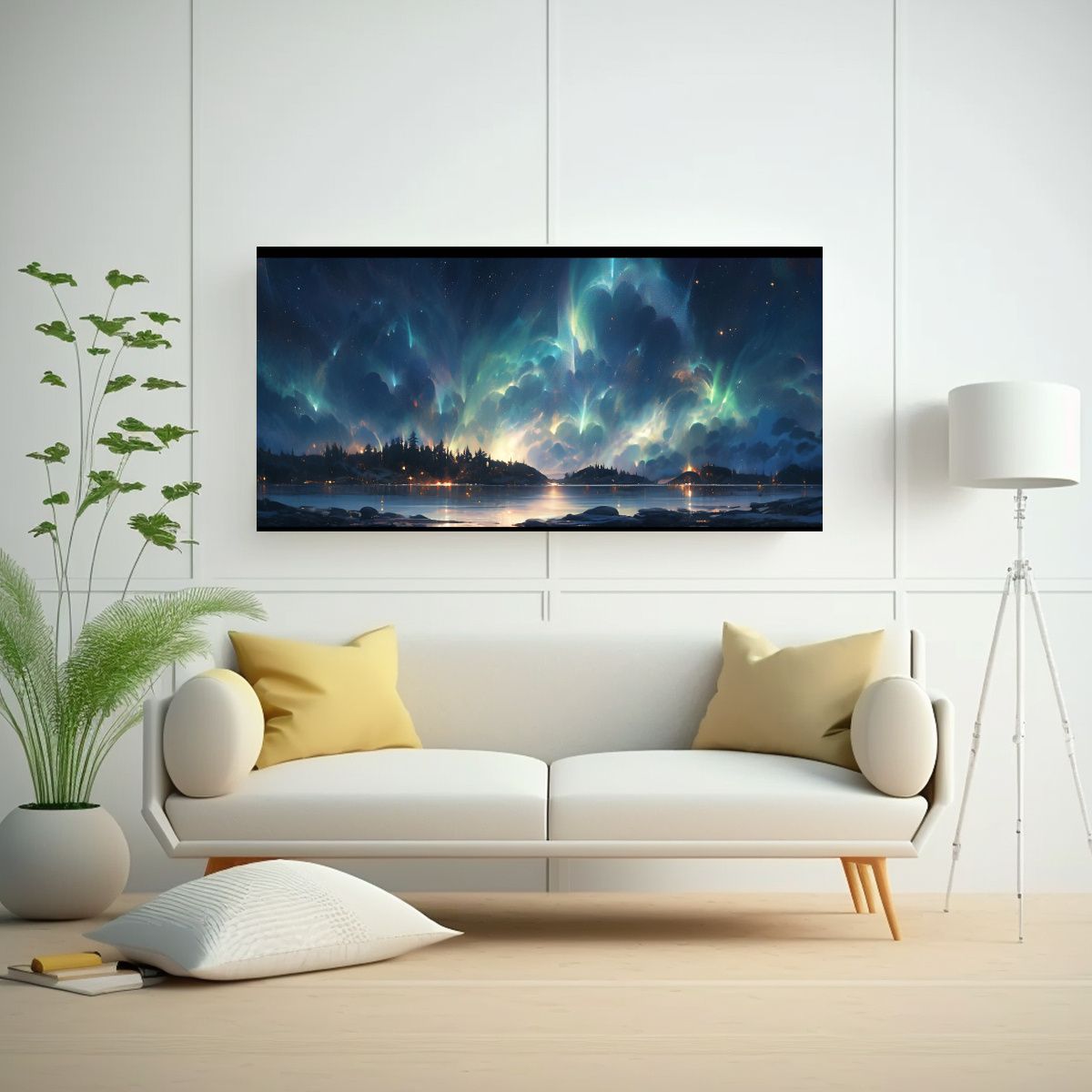 GENERICO - Cuadro Fotografía Aurora Boreal En Colores 120x60 Cm