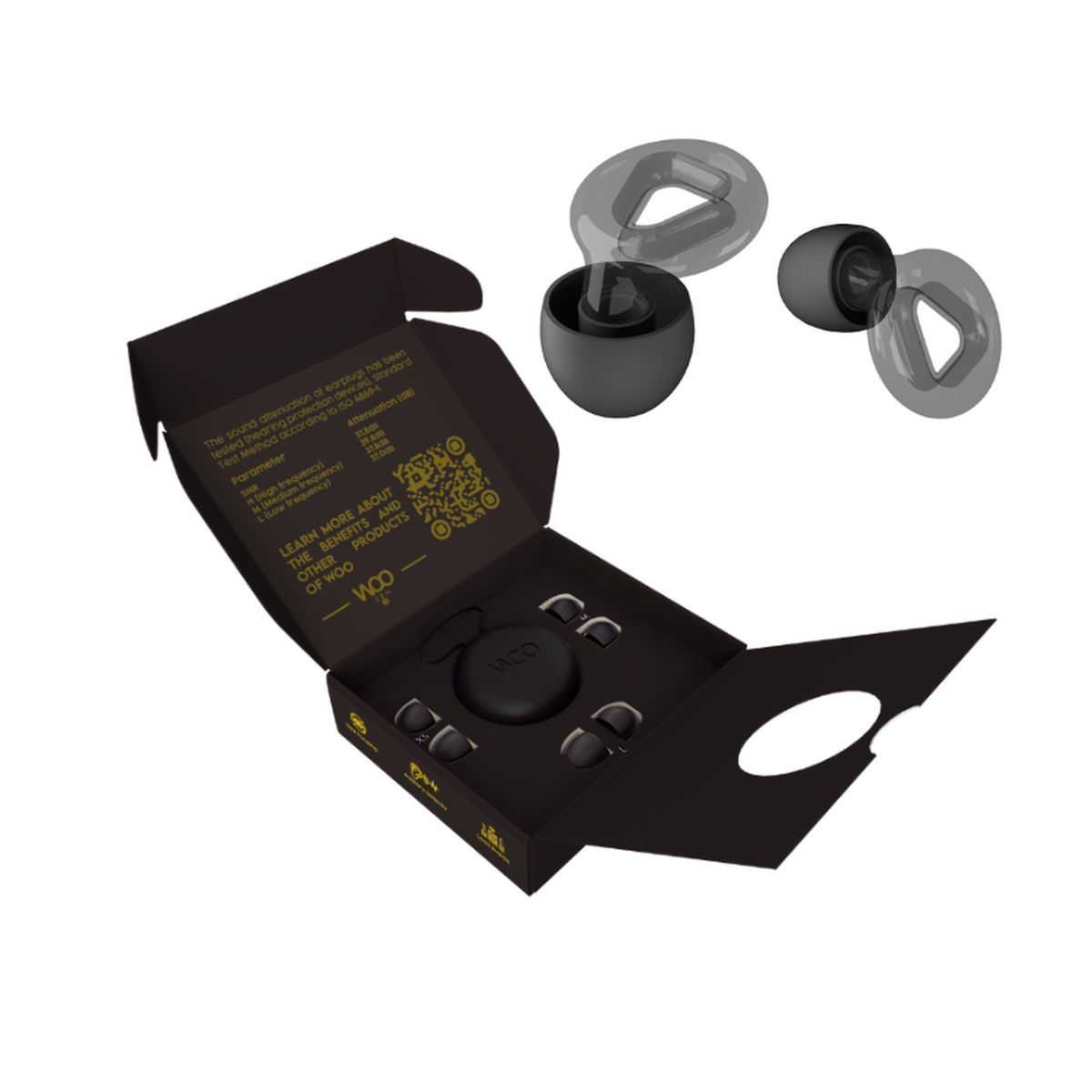 WOO EARPLUGS - Woo Earplugs Zen Pro - Protectores Auditivos 38dB - Gris