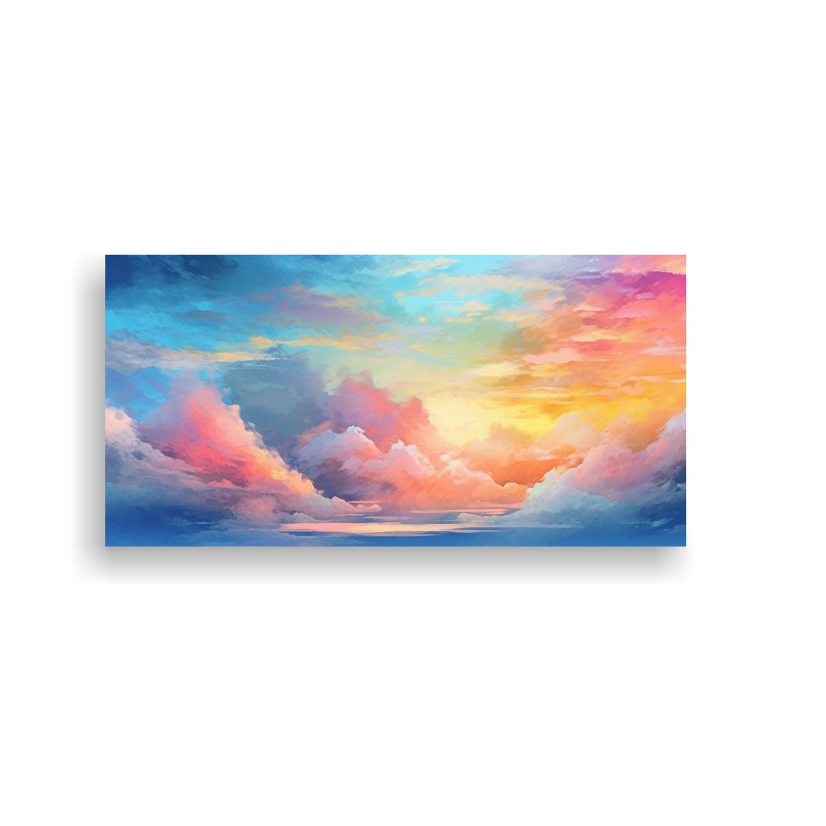 GENERICO - Cuadro Lienzo Abstracto Amanecer Acuarela Pastel 120x60 Cm