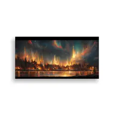 GENERICO - Cuadro Abstracto De Northern Lights En Tonos 140x70 Cm