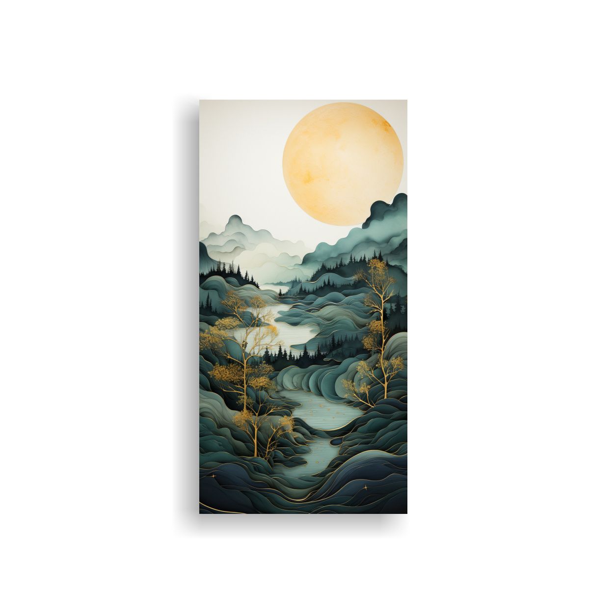 GENERICO - Pintura Minimalista De Montañas En Bastidor 70x140 Cm