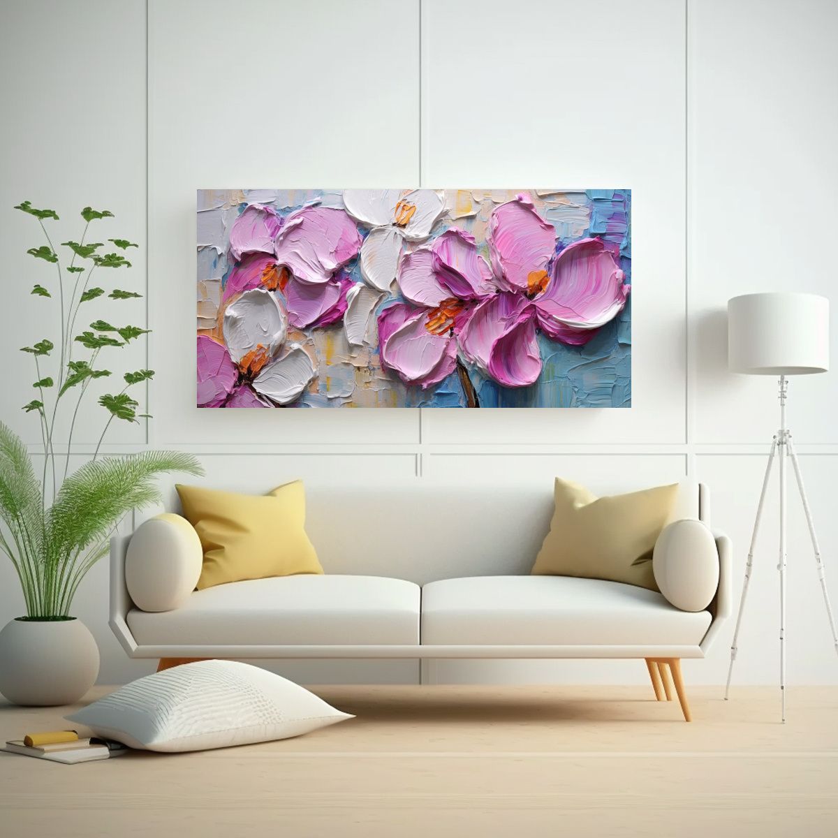 GENERICO - Pintura Abstracta De Orquídeas En Dormitorio 120x60 Cm