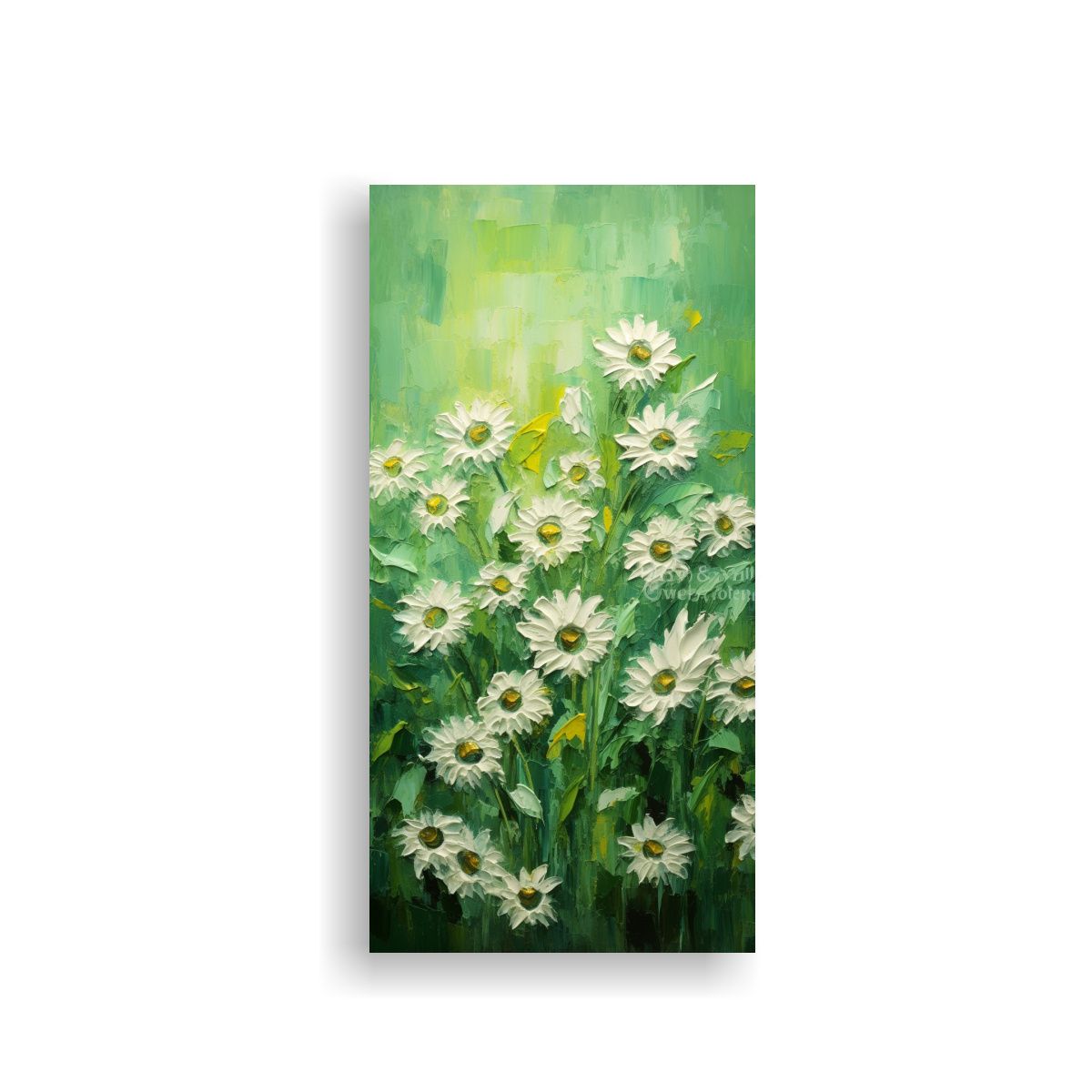 GENERICO - Cuadro En Lienzo De Girasoles Verdes En El Estilo 70x140 Cm