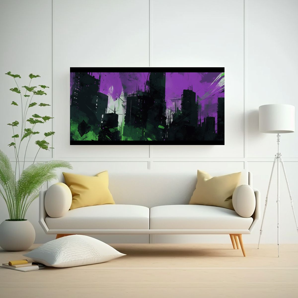 GENERICO - Pinturas Decorativas En Verde Y Morado Para 120x60 Cm.