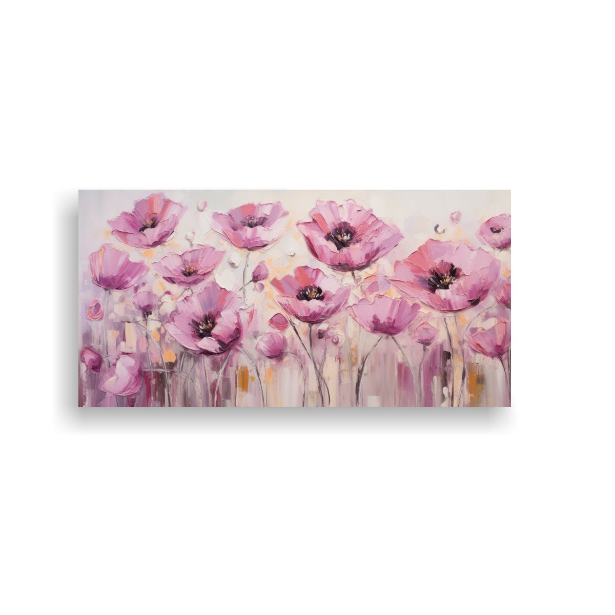 GENERICO - Pintura Acuarela De Amapolas Rosa En Lienzo 120x60 Cm