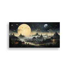 GENERICO - Pintura Decorativa Paisaje Montaña Nocturna 120x60 Cm