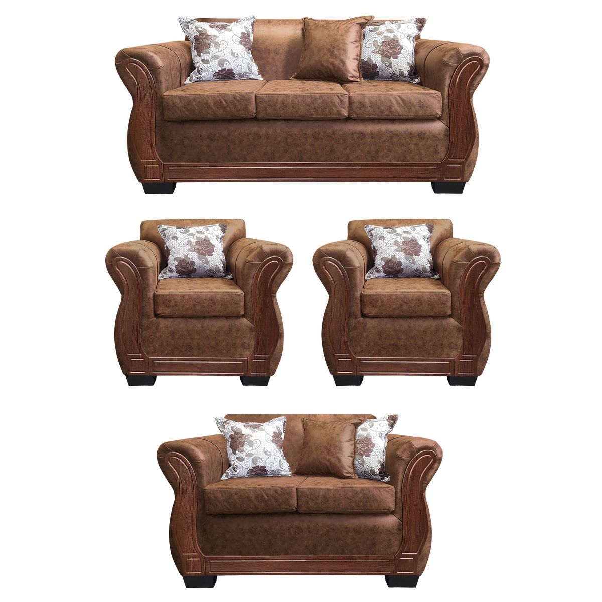 AMERICA DECORA - Living Con Resorte Estructural 7 Personas 3+2+1+1 Lisbon Envejecido Terracota X