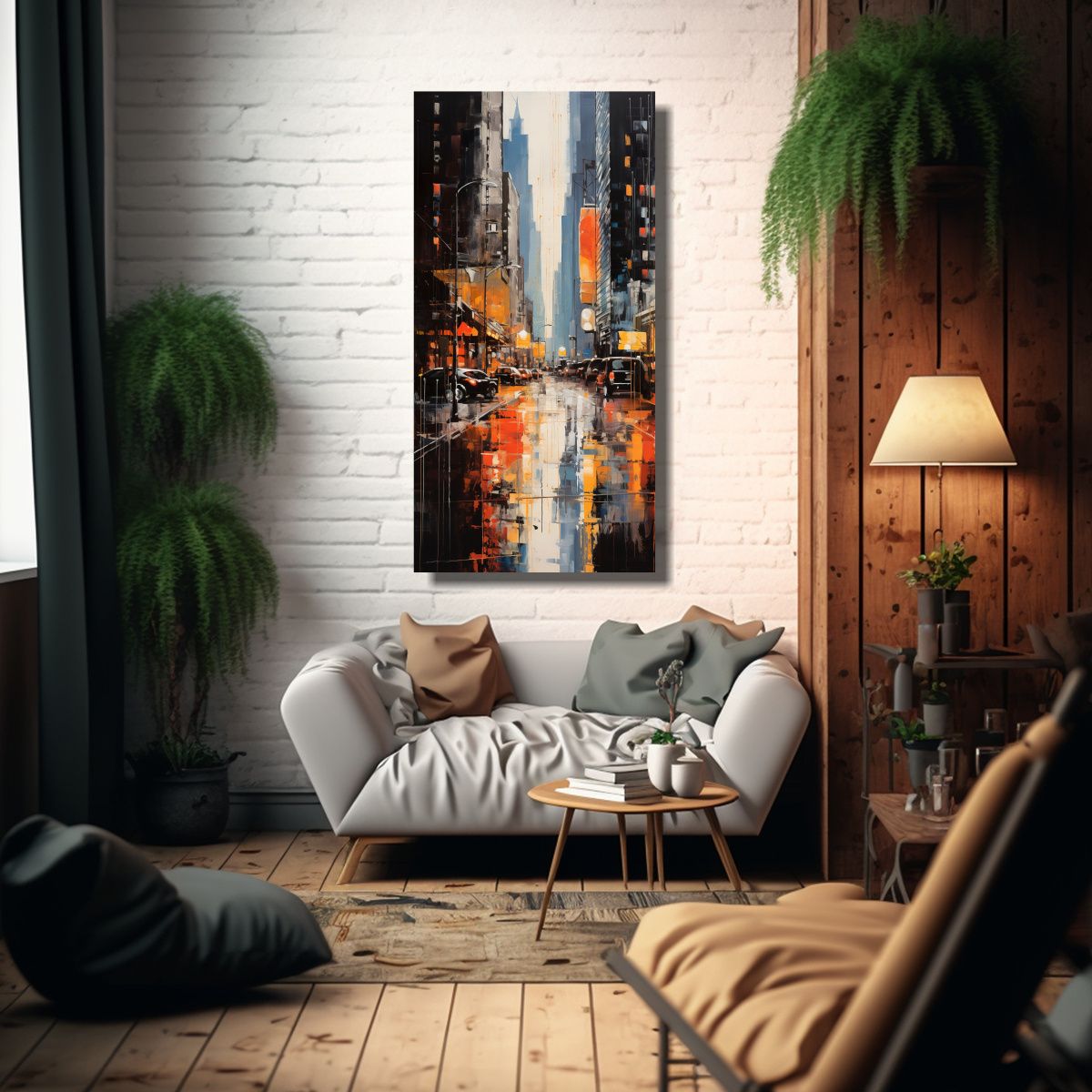 GENERICO - Cuadro Juvenil Urbano De Reflejos Abstractos En 70x140 Cm