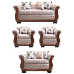 AMERICA DECORA - Living Con Resorte Estructural 7 Personas 3+2+1+1 Lisbon Envejecido Beige X