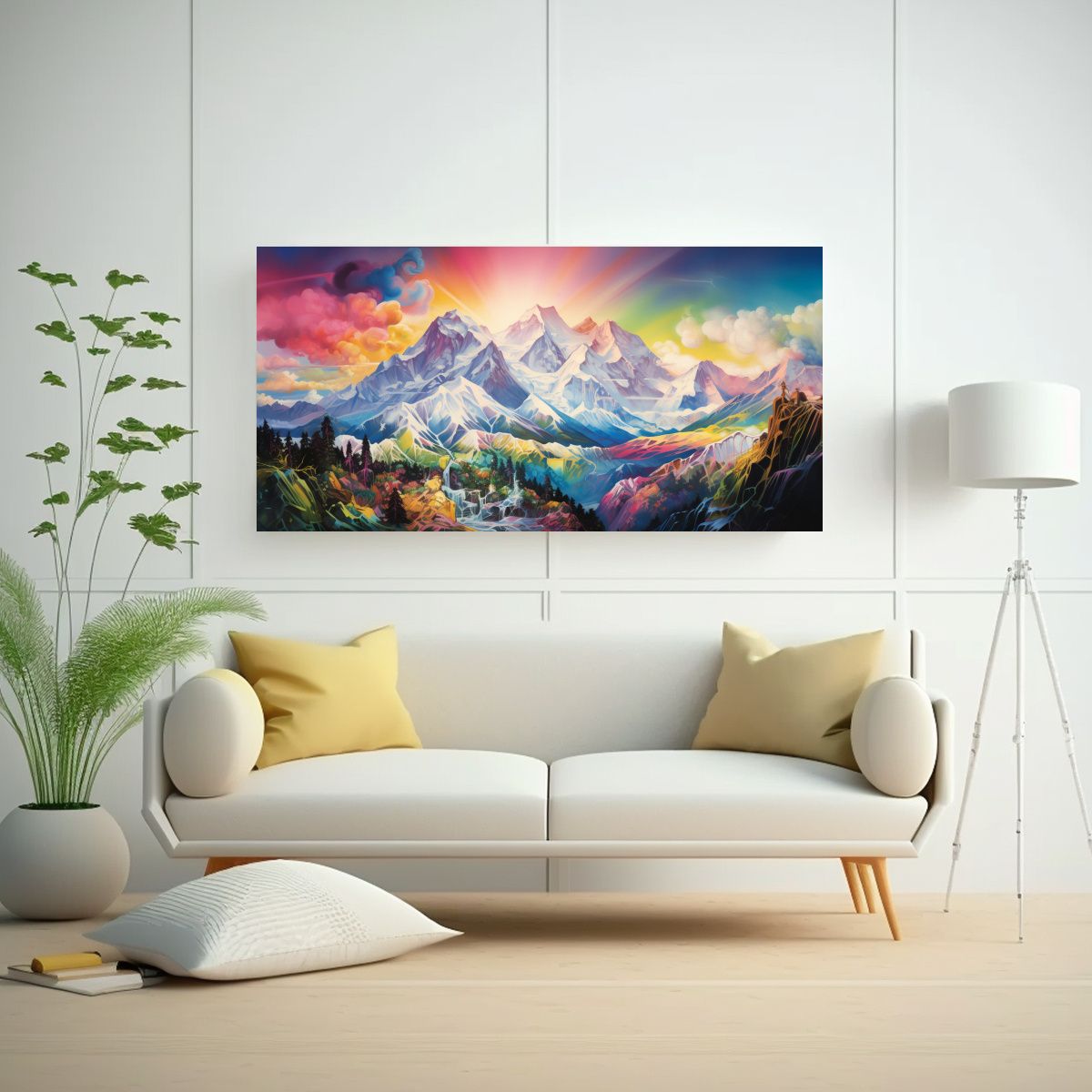 GENERICO - Pintura De Pared Montañas Famosas Con Colores 140x70 Cm