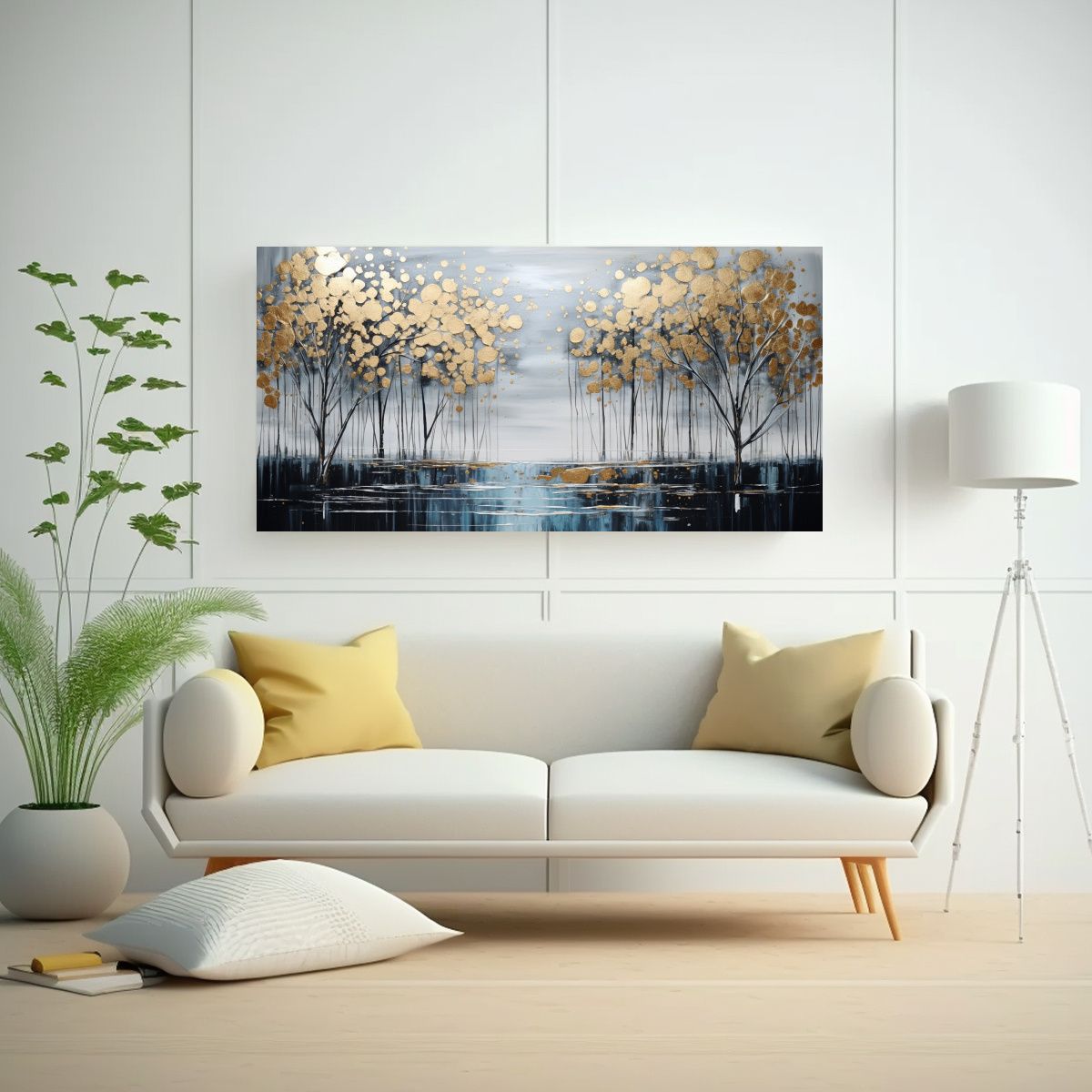 GENERICO - Pintura Baño Estilo Negro Y Dorado Cuadro 120x60 Cm