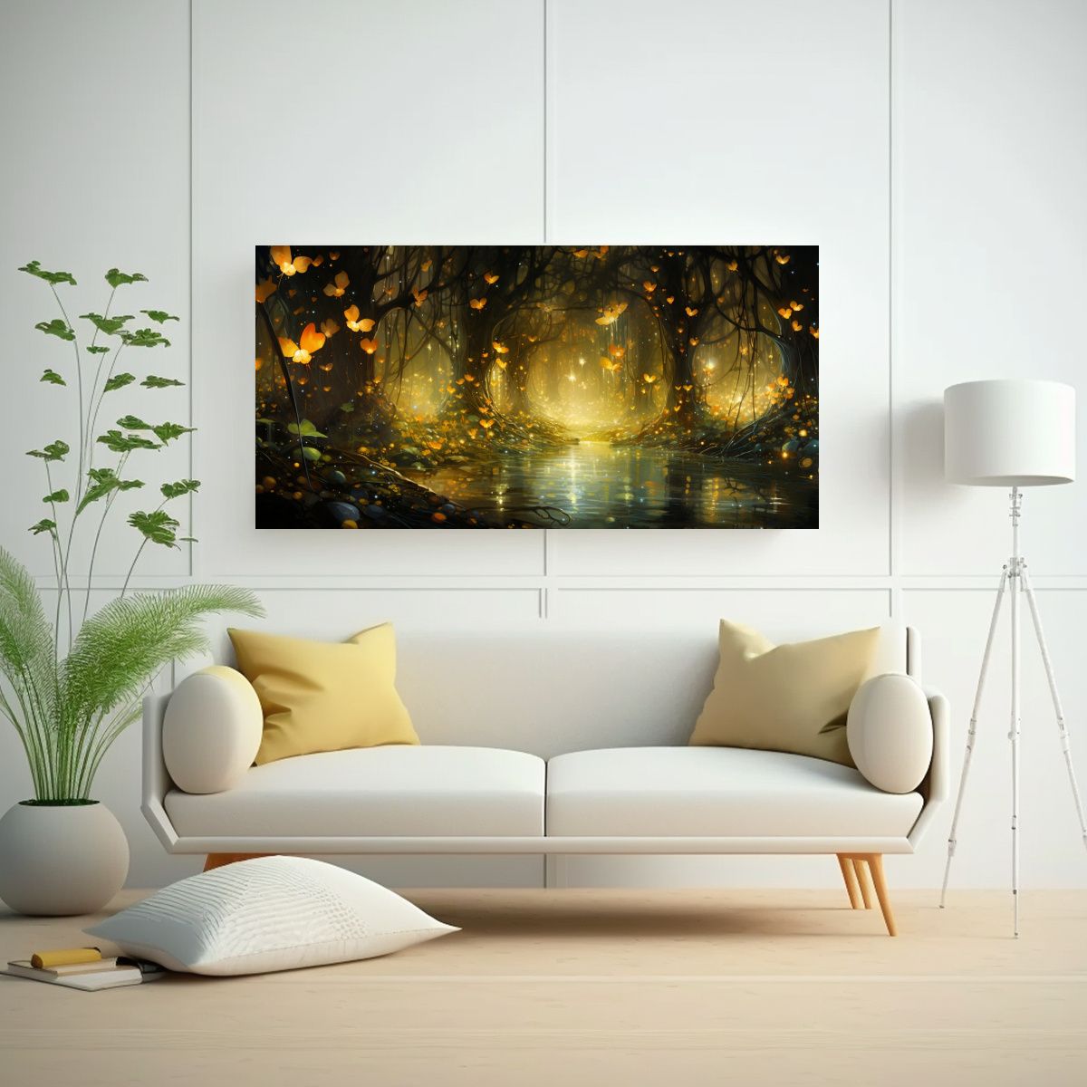 GENERICO - Pintura Abstracta Encantadora De Luciérnagas En 140x70 Cm