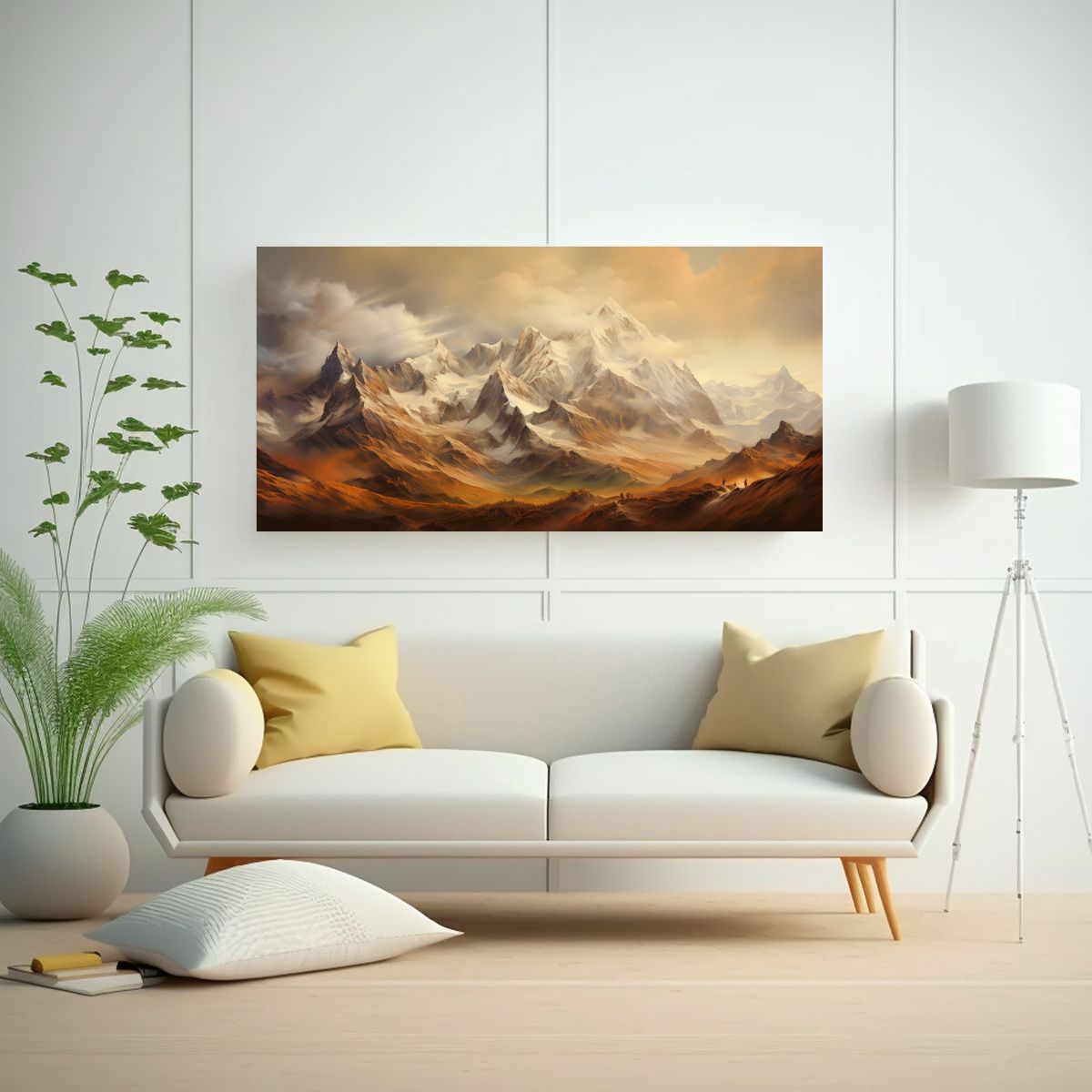 GENERICO - Paisaje Montañoso En Tonos Marrones Inspirador 140x70 Cm.