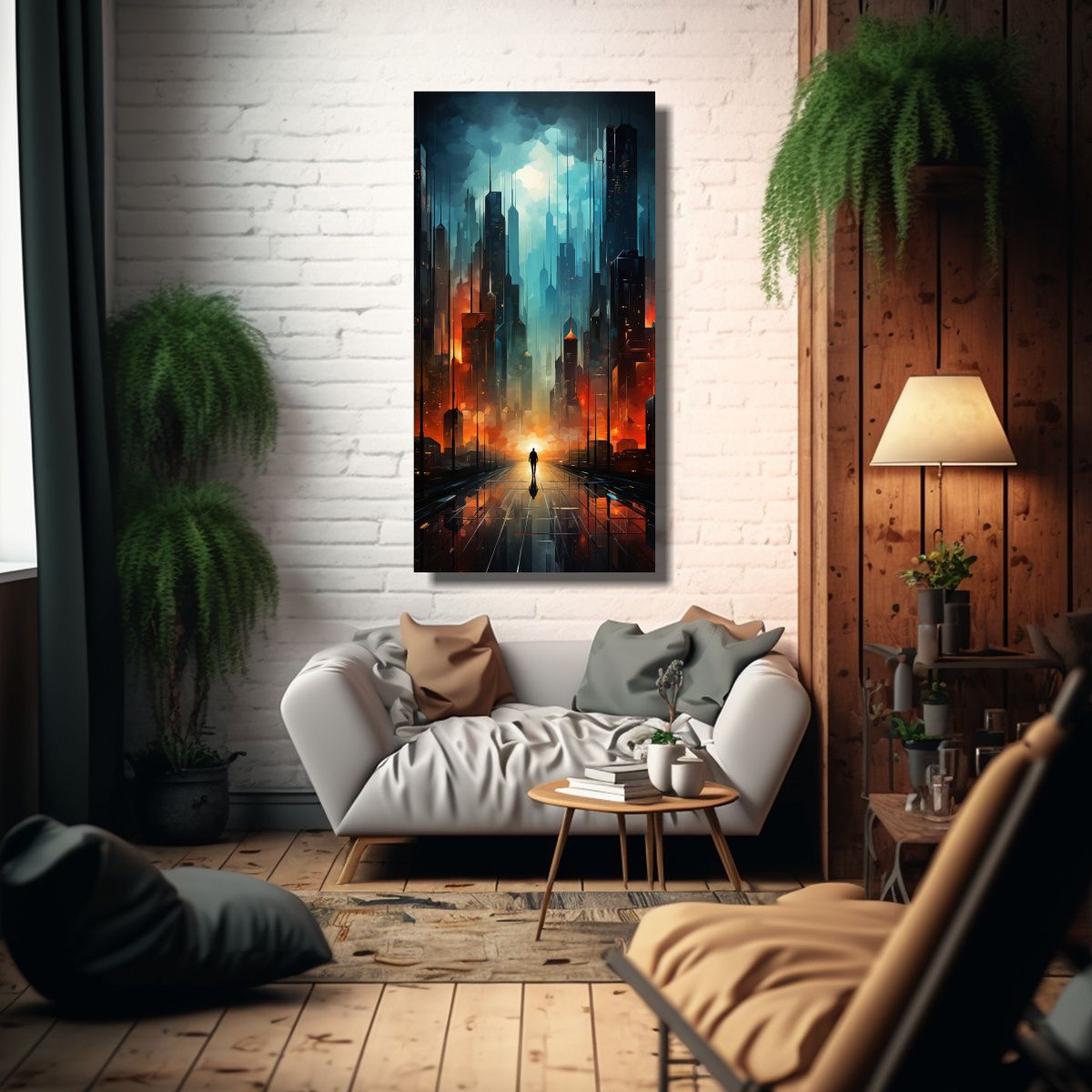 GENERICO - Pintura Decorativa De Ciudad Abstracta Y Adorable 70x140 Cm