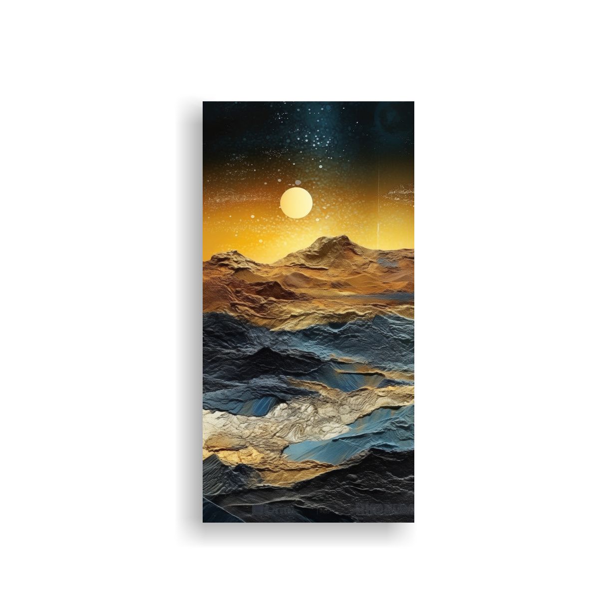 GENERICO - Cuadro Paisaje Montañas Cálido Y Azul 70x140 Cm