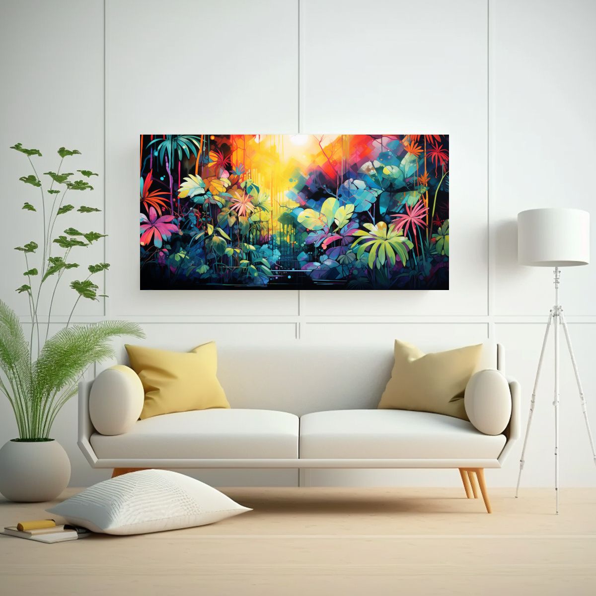 GENERICO - Cuadro Abstracto Con Vibraciones Selváticas 120x60 Cm