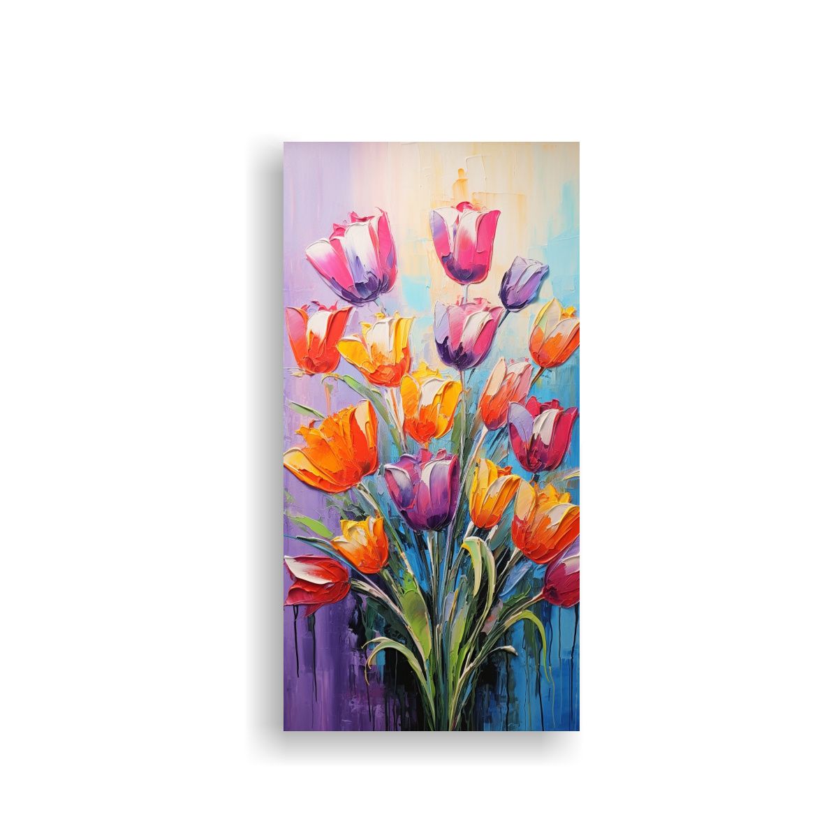GENERICO - Cuadro Moderno De Tulipanes En Colores Vibrantes 70x140 Cm