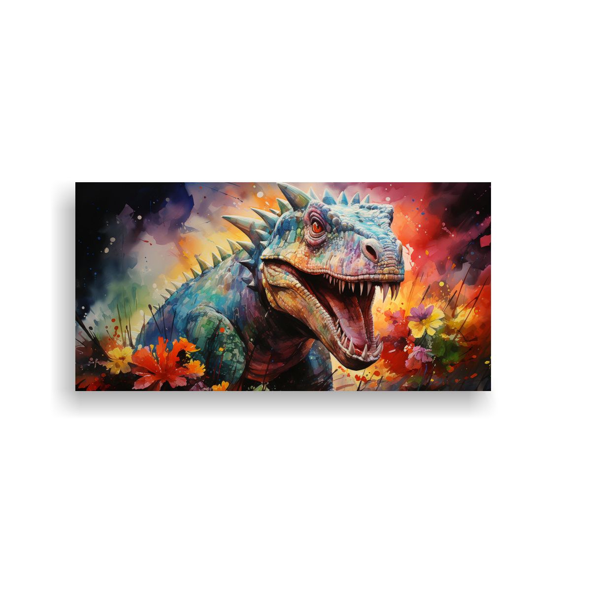 GENERICO - Cuadro Vanguardia Motivo Stegosaurio Acuarelas 120x60 Cm.